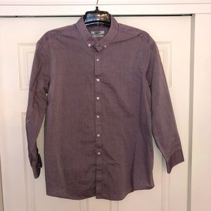 DKNY Slim Fit Mauve Polka Button Down, 17.5-32/33